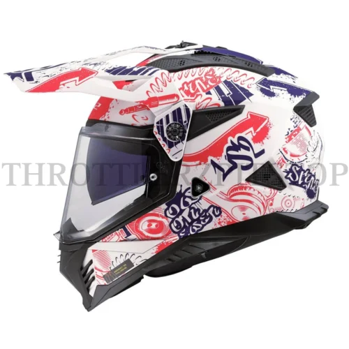 LS2 MX436 PIONER || FANTASY MATT WHITE RED BLUE – 06